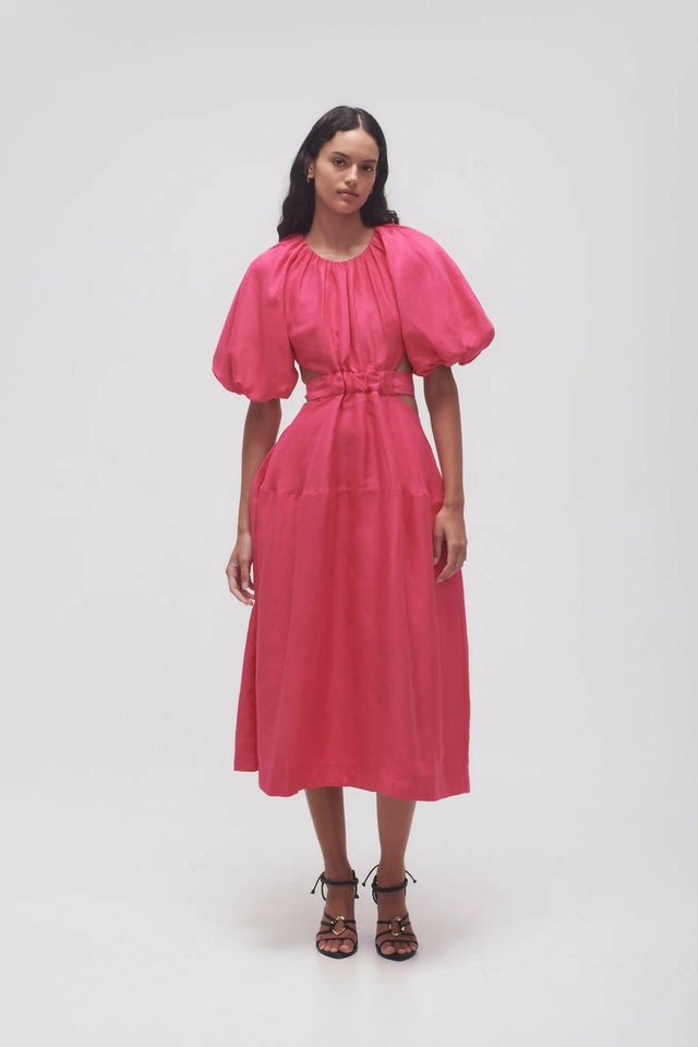 Aje Mimosa Cutout Midi Dress - 14 / Pink - Dresses