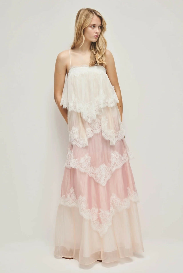Aje Ophelia Lace Gown Pink - Dresses