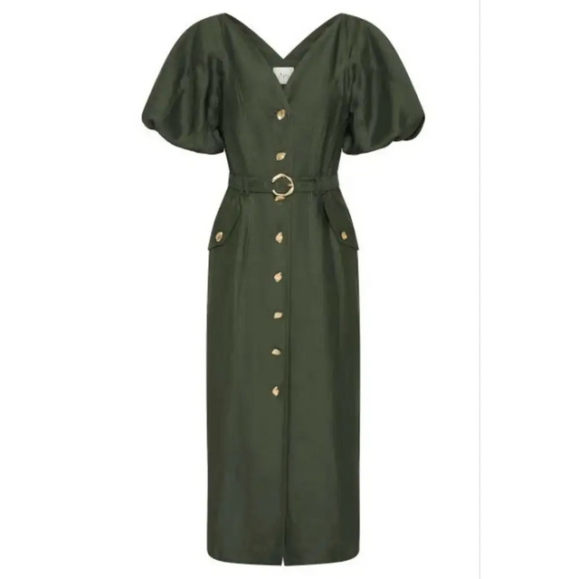 Aje Paloma Utility Midi Dress - 10 / Green - Dresses