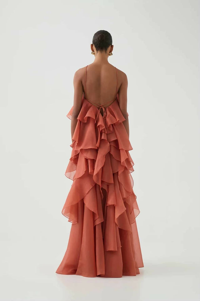 Pandorea Layered Maxi - Coral - Maxi Dress