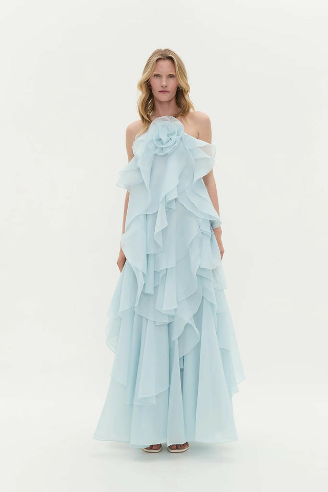 Aje Pandorea Layered Maxi Dress Blue - Dresses
