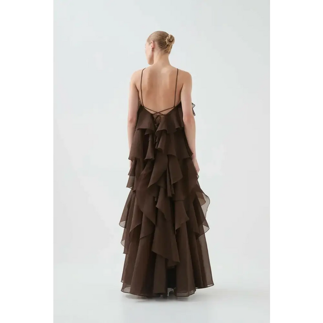 Aje Pandorea Layered Maxi Dress in Carob - Dresses