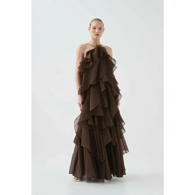 Aje Pandorea Layered Maxi Dress in Carob - Dresses