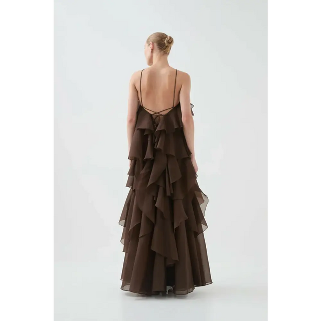 Aje Pandorea Layered Maxi Dress in Carob - Dresses