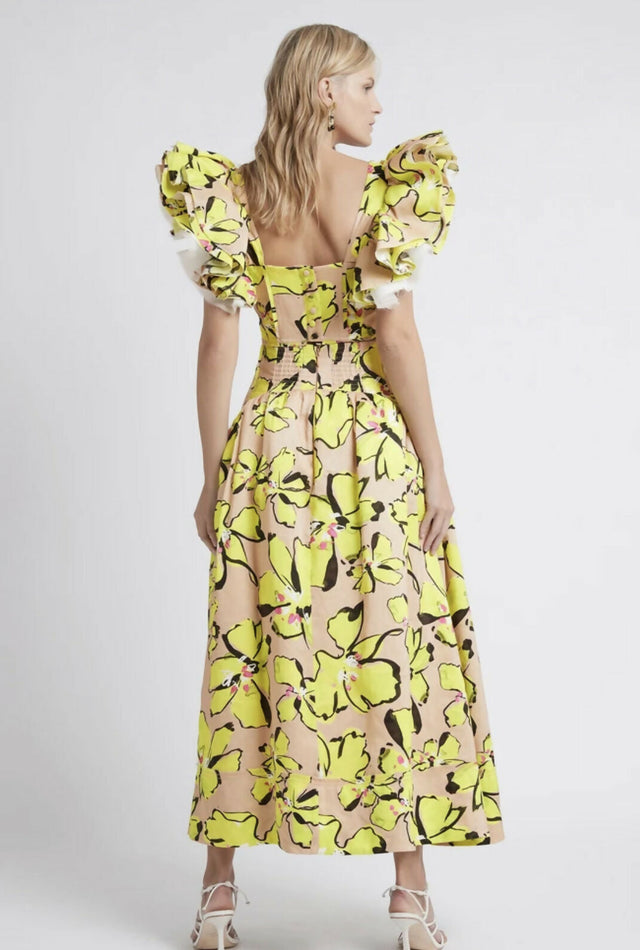 Aje Pelicano Citrus Bloom Midi Skirt & Frill Cropped Top - Dresses