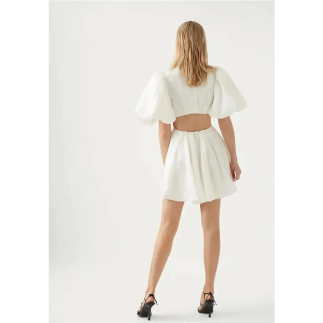 Aje Renee Puffed Sleeve Bead Mini Dress - 10 / White - Dresses