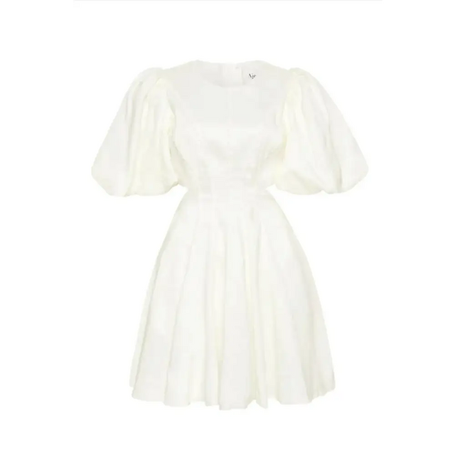 Aje Renee Puffed Sleeve Bead Mini Dress - 10 / White - Dresses