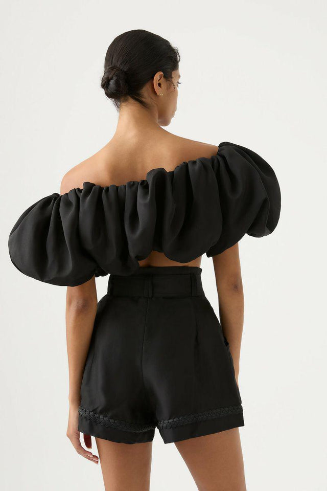 AJE - Aje Riviera Off Shoulder Tube Silk Top & Braided Silk Short Set