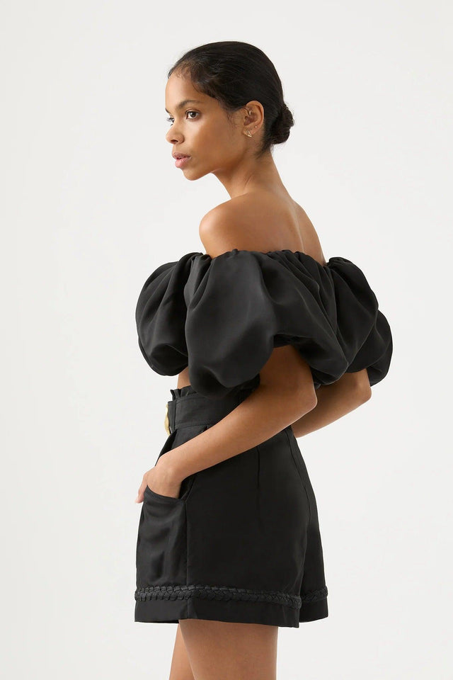 AJE - Aje Riviera Off Shoulder Tube Silk Top & Braided Silk Short Set