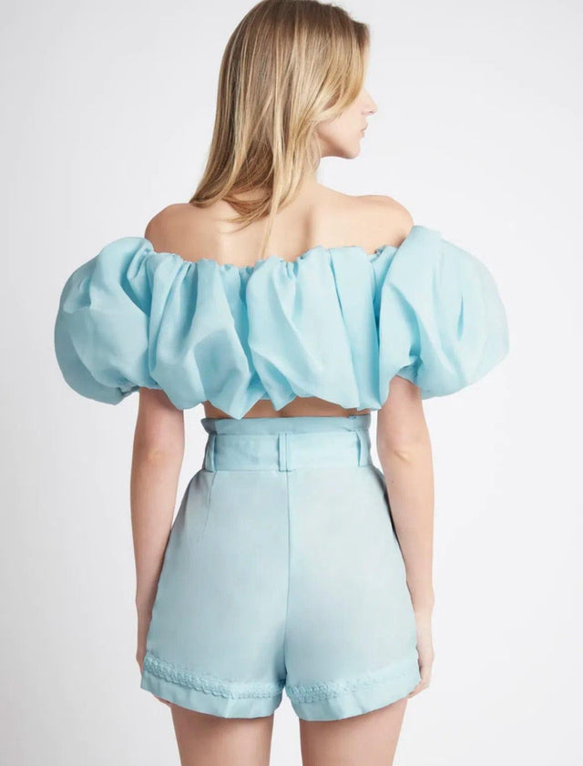 AJE - Aje Riviera Off Shoulder Tube Silk Top & Braided Silk Short Set