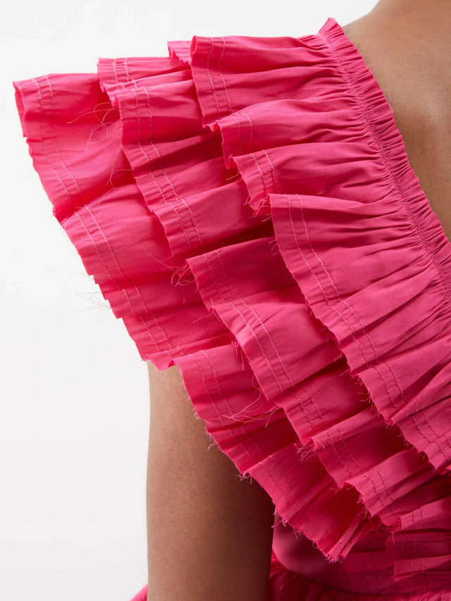 Aje Rythmic Frilled Mini Dress - 8 / Fuchsia - Dresses