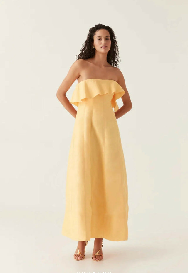 Aje Shallows Strapless Gown Yellow Size 8 10 & 12 - Dresses