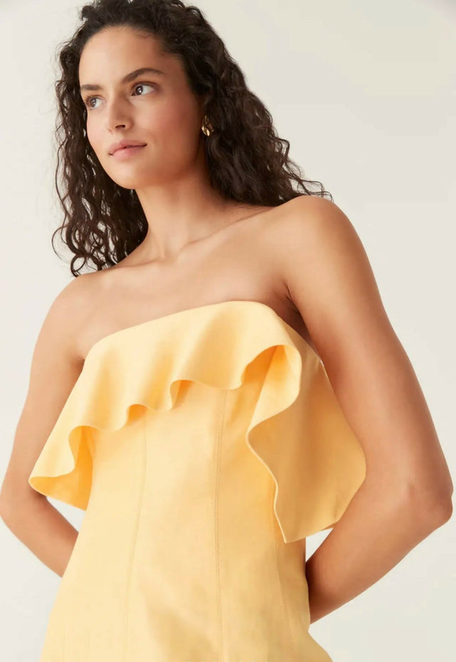Aje Shallows Strapless Gown Yellow Size 8 10 & 12 - Dresses