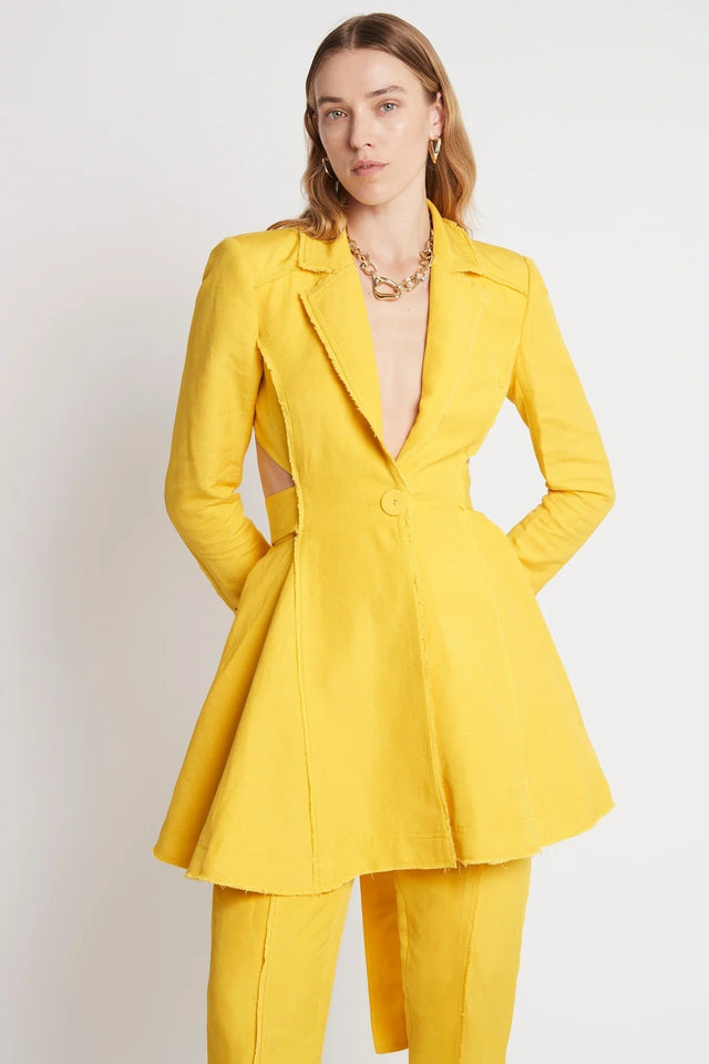 Aje Simone Cut Out Jacket Dress Yellow Size 6 / XS - 6 / Yellow - Dresses