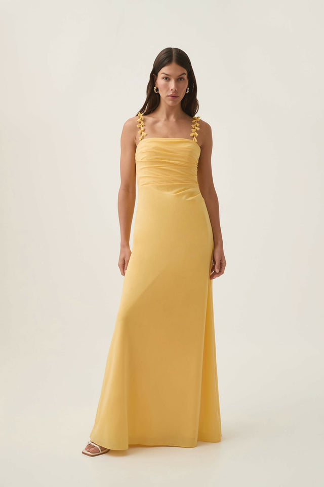 Aje Soulful Pom Pom Midi Dress Soft Yellow Size 10 - 10 / Yellow - Dresses