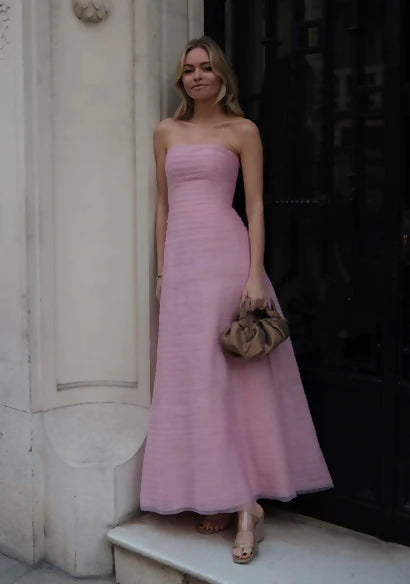 Aje Soundscape Maxi Dress Size 8 Chalk Pink - Dresses