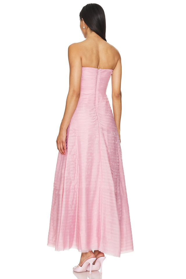 Aje Soundscape Strapless Ruffled Maxi Dress Size 14 - 14 / Pink - Dresses