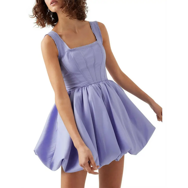Aje Suzette Bubble Mini Dress In Cool Lavender & Bon Bon Pink - Dresses