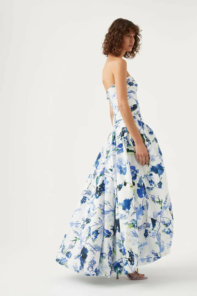 Aje Violette Bubble Hem Maxi Dress Lavenders of Provence Print Size 8 - Dresses