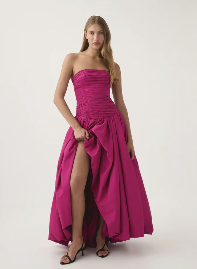 Aje Violette Bubble Hem Maxi Dress Magenta 6,8,10 - Dresses