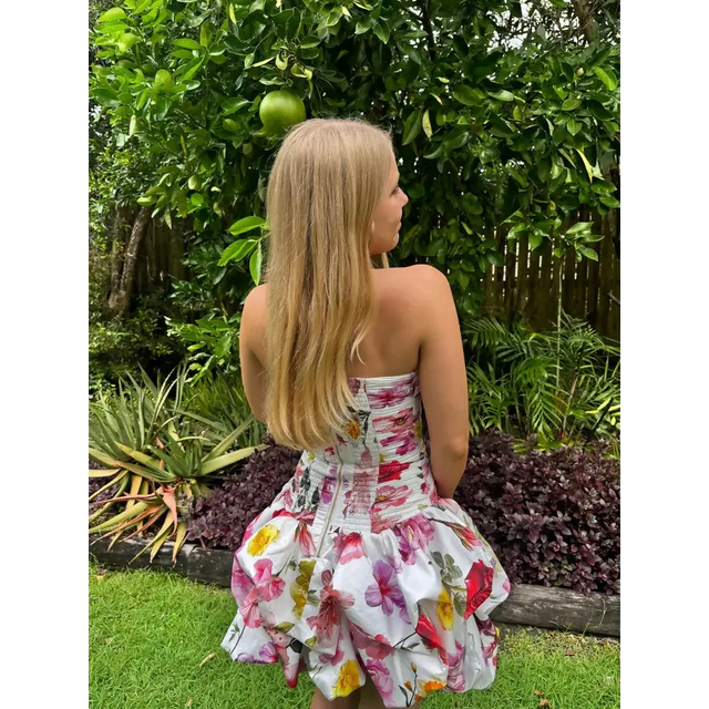 Aje Violette Bubble Hem Mini Dress - 6 / Floral - Dresses
