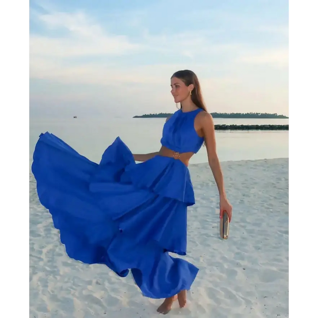 Aje Wave Cut Out Ring Midi - 6 / Blue - Dresses