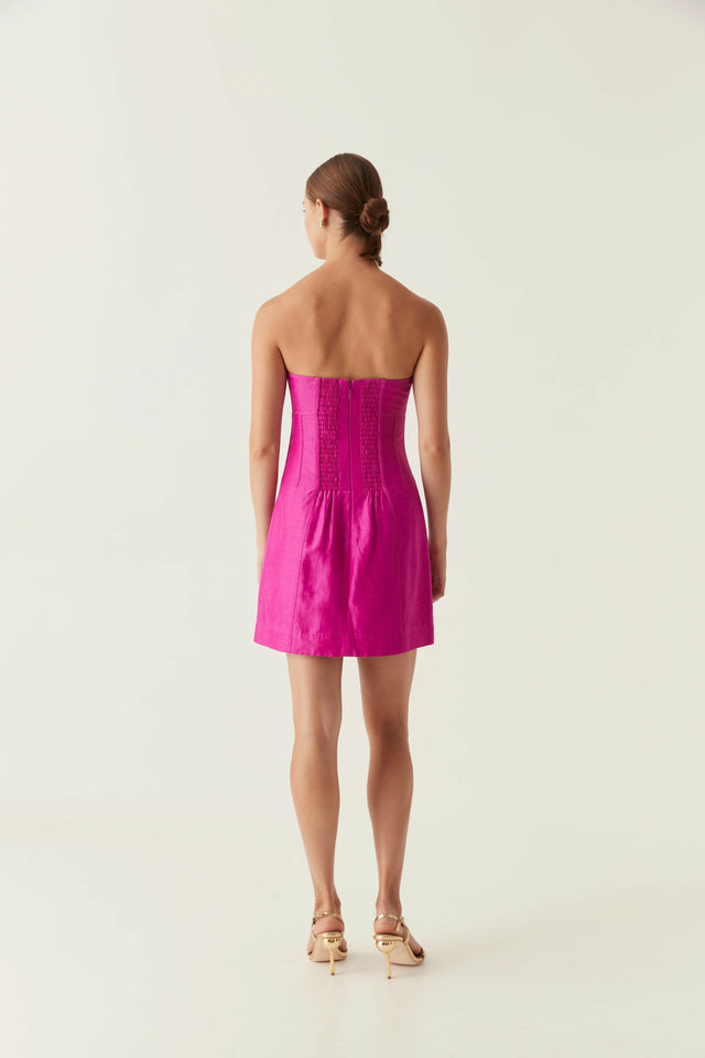 Aje Zayla Strapless Mini Dress Deep Magenta - 10 / Pink - Dresses
