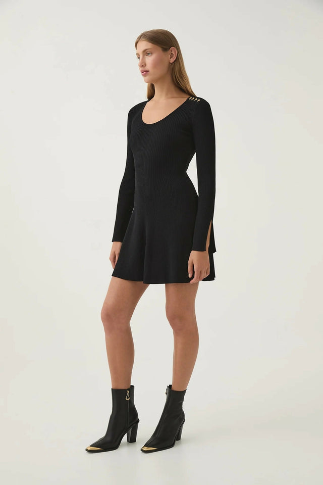 Aje Zeitgeist Knit Mini Dress Black Size M / AU 10 - 10 / Black - Dresses