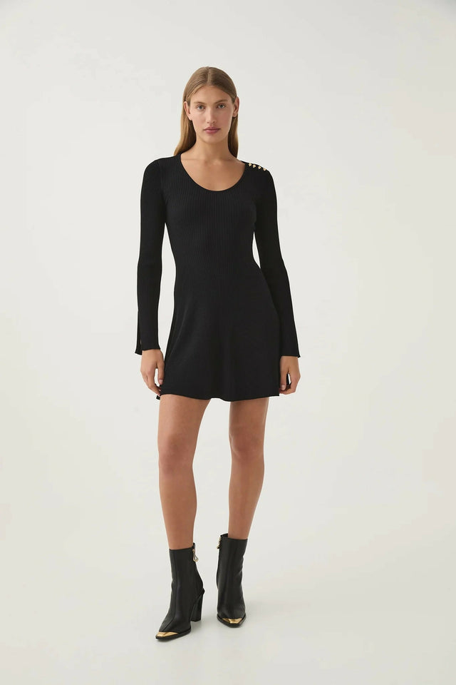 Aje Zeitgeist Knit Mini Dress Black Size M / AU 10 - 10 / Black - Dresses