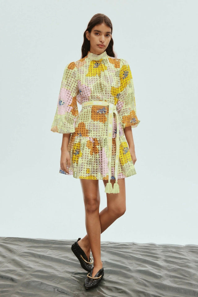 Alemais Agalia Mini Dress Multi Floral Size 6 - Dresses