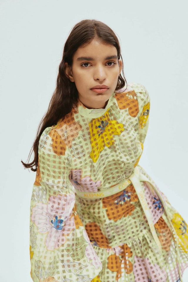 Alemais Agalia Mini Dress Multi Floral Size 6 - Dresses