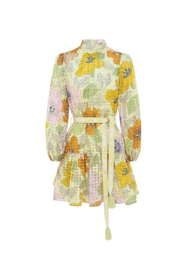 Alemais Agalia Mini Dress Multi Floral Size 6 - Dresses