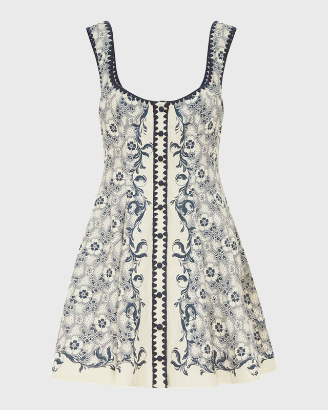 Alemais Airlie Scoop-Neck Mini Dress - 8 / Floral - Dresses