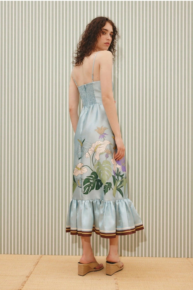 Alemais Alfie Midi Dress Blue Floral Size 12 - 12 / Blue - Dresses