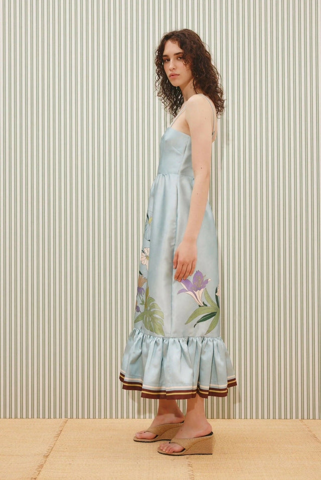 Alemais Alfie Midi Dress Blue Floral Size 12 - 12 / Blue - Dresses