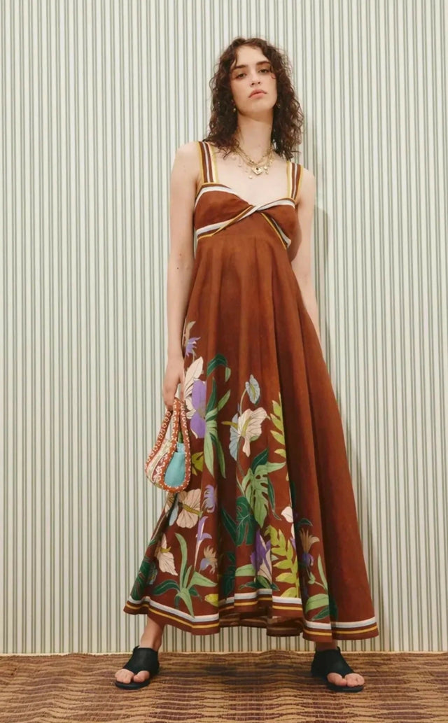 Alemais Alfie Twist Sundress - 10 / Brown - Dresses