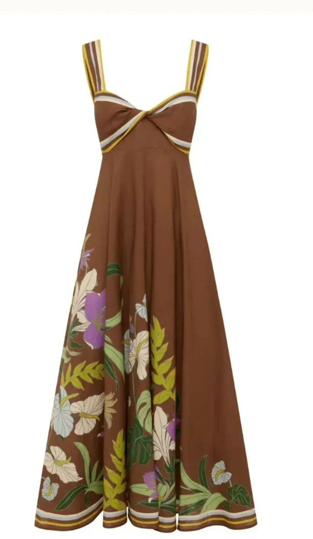 Alemais Alfie Twist Sundress - 10 / Brown - Dresses