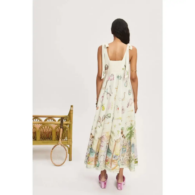 Alemais Anouk Ballet Maxi Sundress White Print Size AU 6 - 6 / Print - Dresses