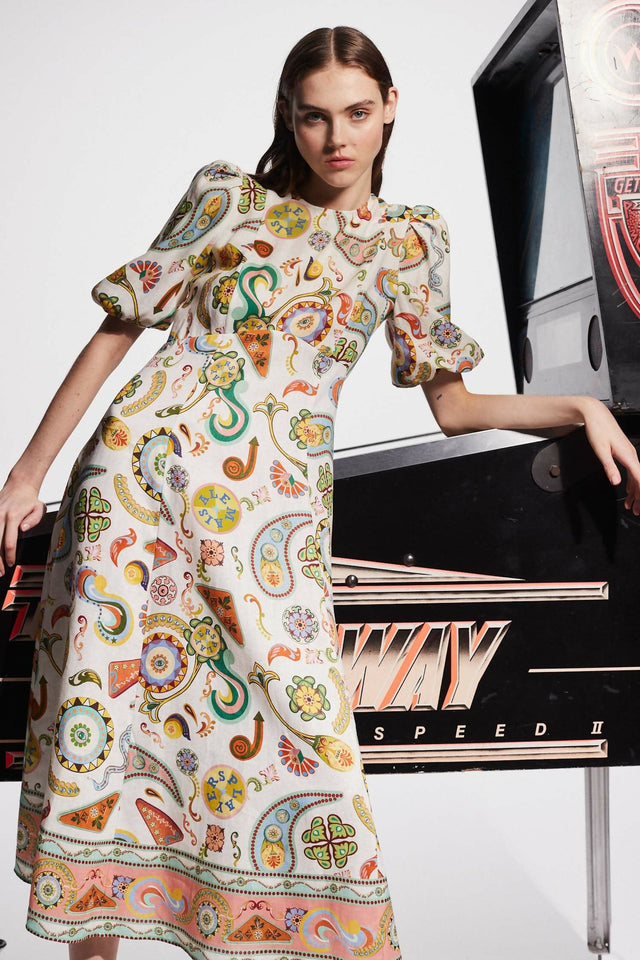 Alemais Arcade Midi Dress Multi Size AU 16 - 16 / Print - Dresses