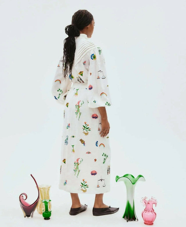 Alemais Atticus Embroidered Shirt and Skirt Set Cream Multi Size 12 - 12 / Print - Outfit Sets
