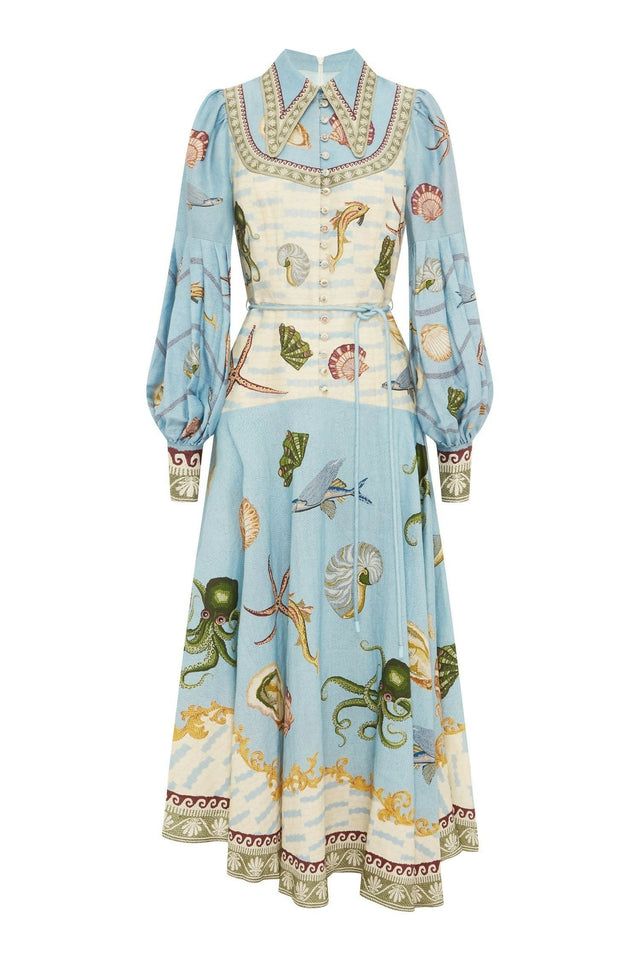 Alemais Bath House Shirt Midi Dress Print Size 16 - 16 / Print - Dresses