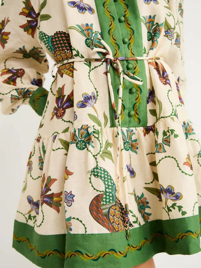 Alemais Birdie Mini Dress Multi Print Size 14 & 16 - Dresses