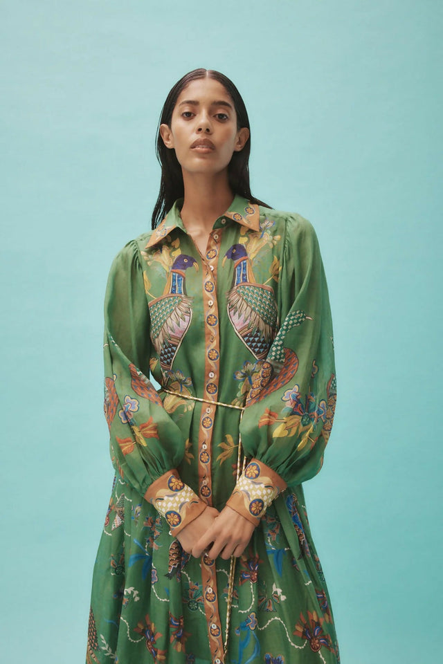 Alemais Birdie Shirtdress - 14 / Green - Dresses