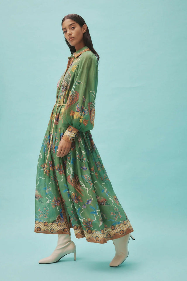 Alemais Birdie Shirtdress - 14 / Green - Dresses