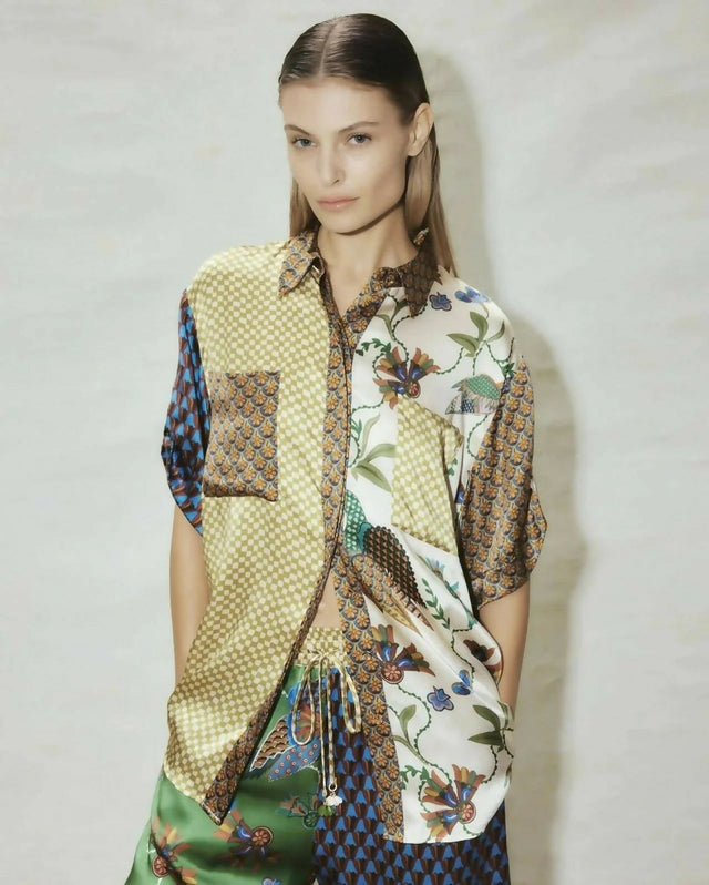 Alemais Birdie Spliced Silk Shirt and Pants Set Multi Print Size 14 - 14 / Print - Outfit Sets
