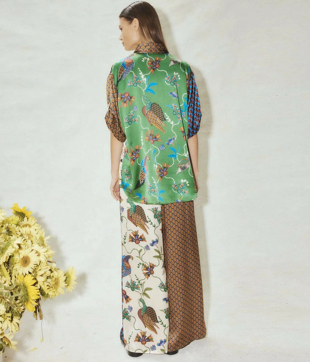Alemais Birdie Spliced Silk Shirt and Pants Set Multi Print Size 14 - 14 / Print - Outfit Sets
