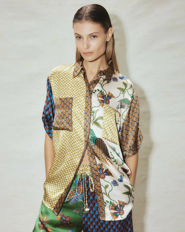 Alemais Birdie Splices Silk Shirt and Pant - 14 / Multi - Outfit Sets
