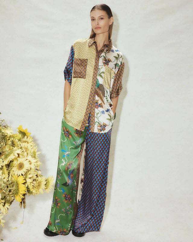 Alemais Birdie Splices Silk Shirt and Pant - 14 / Multi - Outfit Sets