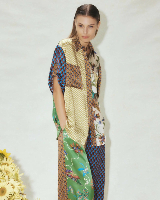 Alemais Birdie Splices Silk Shirt and Pant - 14 / Multi - Outfit Sets