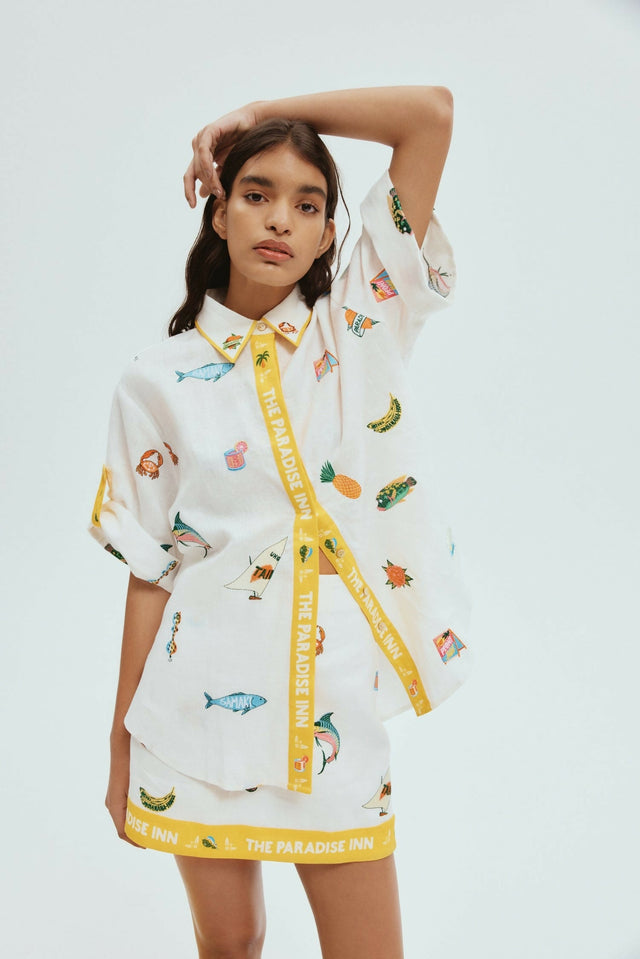 Alemais Blue Marlin Embroidered Shirt - 14 / Print - Tops